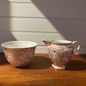 Vintage Colclough Pink Bone China sugar bowl and creamer